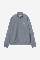Carhartt WIP Longhand Half Zip Sweatshirt Cozy Blue / White front view