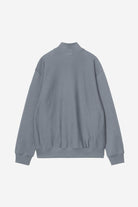 Carhartt WIP Longhand Half Zip Sweatshirt Cozy Blue / White model front view