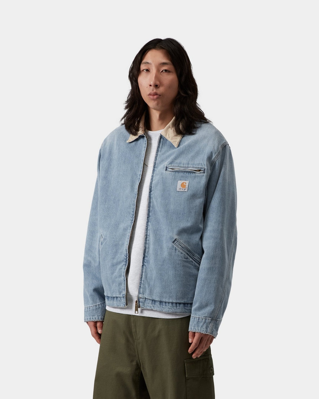 Carhartt WIP OG Detroit Jacket-Blue / Dusty H Brown Blue / Dusty H Brown front view