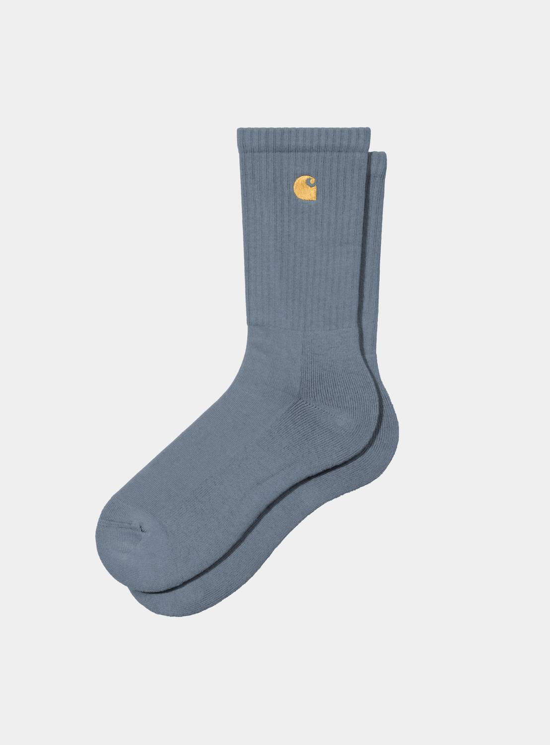 Pair of Carhartt WIP Chase Socks in Icesheet with gold embroidered C logo and rib-knit cuffs