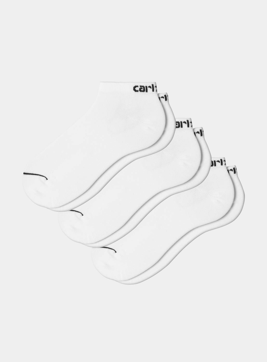 Carhartt WIP Script Sneakers Socks in White / Black, three-pack ankle socks with black logo detail at the cuff.
