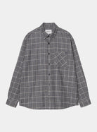 Carhartt WIP L/S Todrick Shirt in Todrick Houndstooth, Icesheet, front view with long sleeves and chest pocket