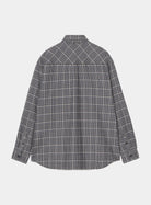 Carhartt WIP L/S Todrick Shirt in Todrick Houndstooth, Icesheet, back view with long sleeves and button cuffs