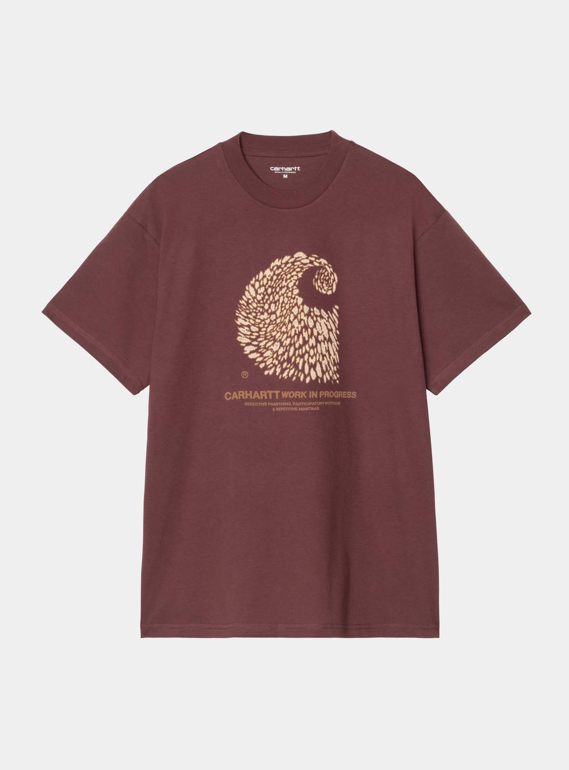 Carhartt WIP S/S Entrance T-Shirt in Amarone, front view, with graphic print on the chest.