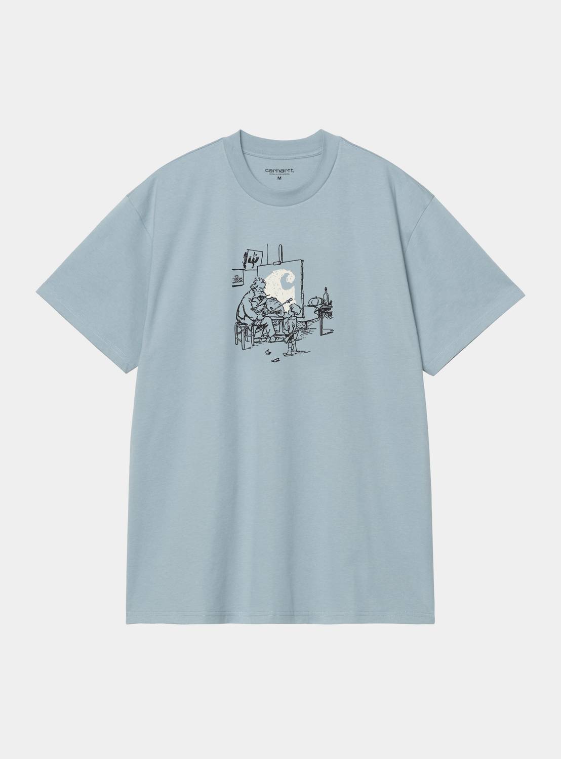 Carhartt WIP S/S Old Painter T-Shirt in Citadel, front view with graphic print on the chest.