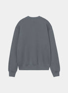 Carhartt WIP Wireless Sweat in Styx / Wax, back view, with ribbed collar, cuffs and hem.