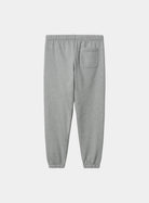 Carhartt WIP Chase Sweat Pant in Grey Heather with gold embroidered logo, shown front view.