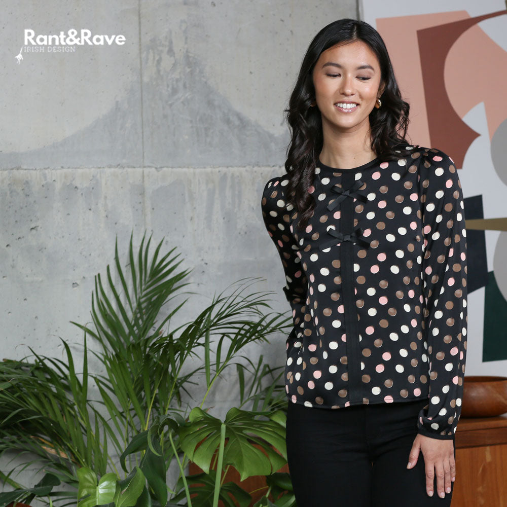 Ladies Isha Black Top-Model Front View