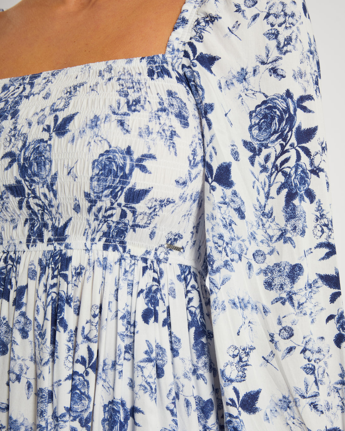 Ladies Ilaria Mini Blue Dress-Close Up View
