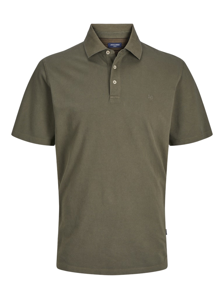 Men's William Wash Short Sleeve Polo-Olive Night-Front View