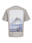 JACK & JONES Grid Photo Back Short Sleeve Tee - Paloma Paloma model front view
