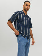 R.D.D Cain Resort Shirt Navy Blazer model front view