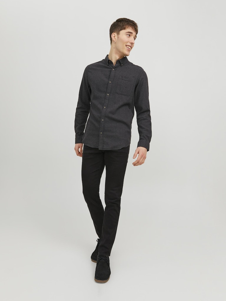 Classic Dark Grey Melange Shirt-Full model view