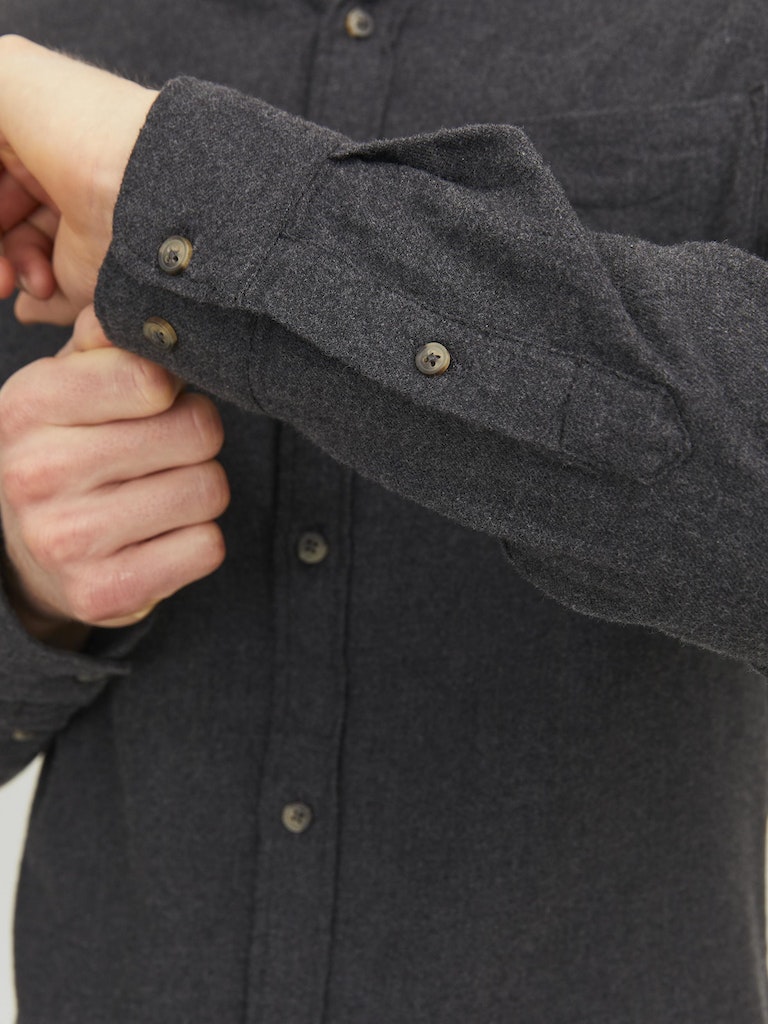 Classic Dark Grey Melange Shirt-Sleeve detail