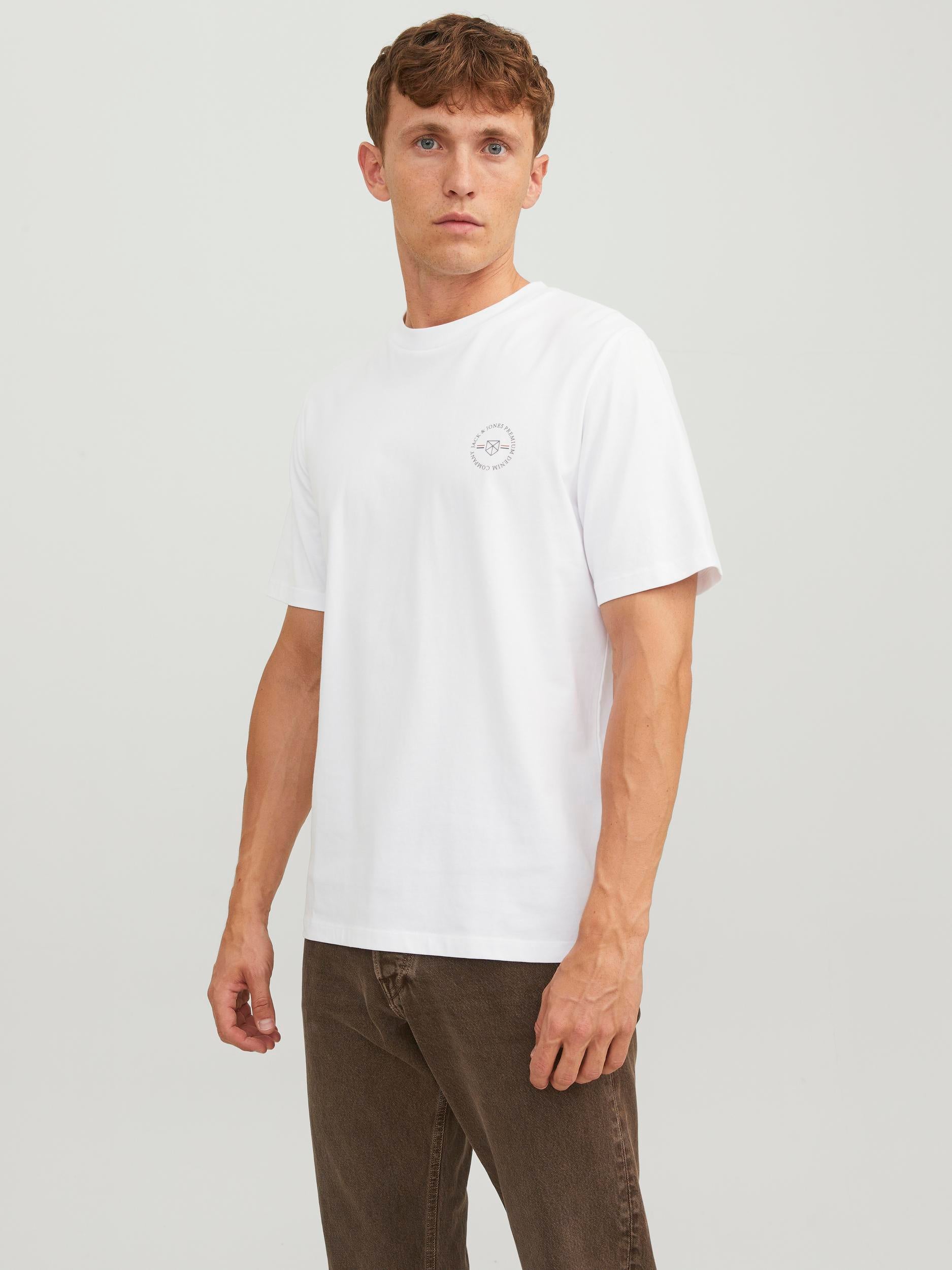 Men's Shield Short Sleeve Tee-Bright White-Front View