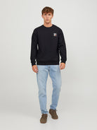 R.D.D Dean Sweat Crew Neck Long Sleeve - Black BLACK model front view