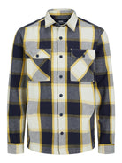 R.D.D Brady Check Overshirt Long Sleeve-Ceylon Yellow Ceylon Yellow flat front view