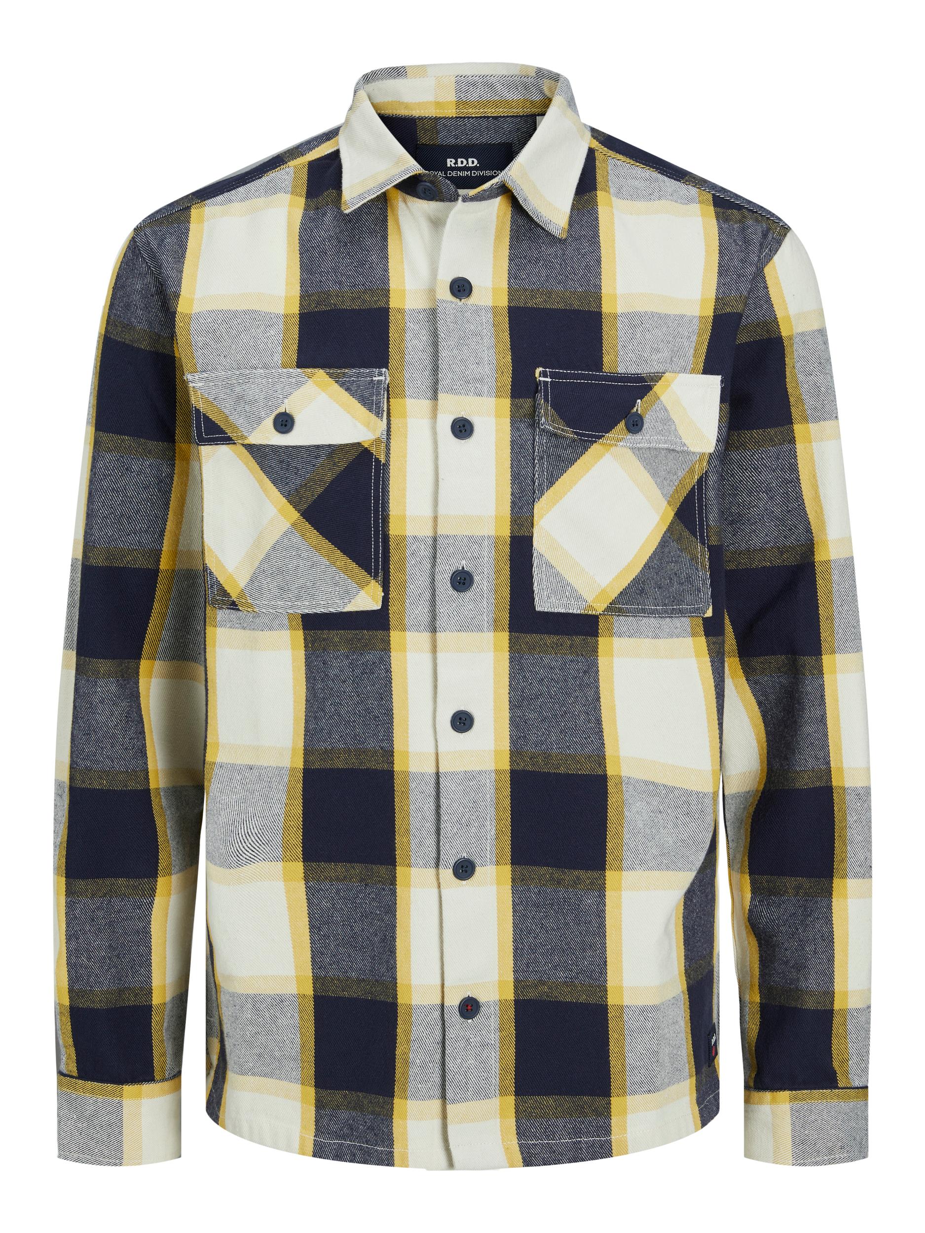 R.D.D Brady Check Overshirt Long Sleeve-Ceylon Yellow Ceylon Yellow flat front view