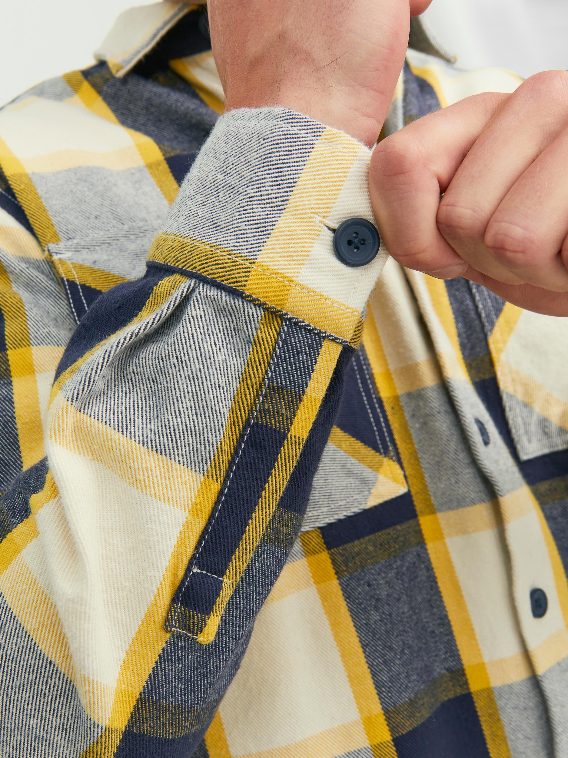 Men's Brady Check Overshirt Long Sleeve-Ceylon Yellow-Cuff View