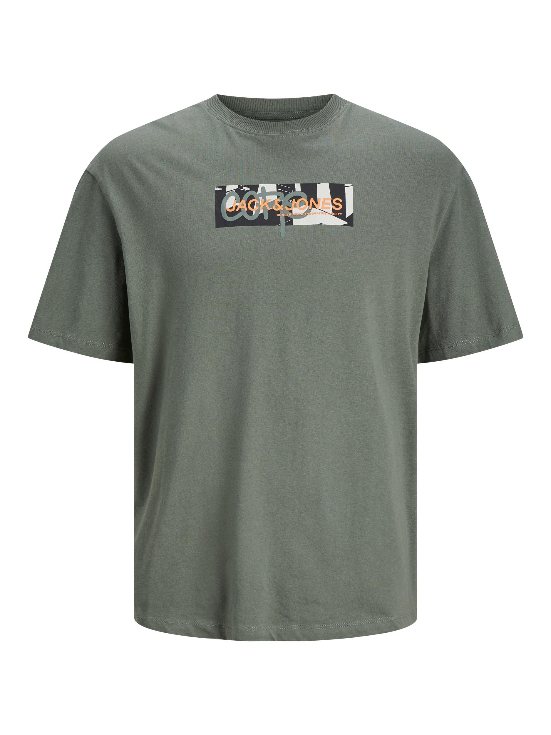Aop Print Tee Short Sleeve Crew Neck-Agave Green-Front View