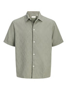 JACK JONES ORIGINALS Montauk Wavy Texture Shirt - Vetiver Vetiver flat front view