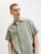 JACK JONES ORIGINALS Montauk Wavy Texture Shirt - Vetiver Vetiver detail view
