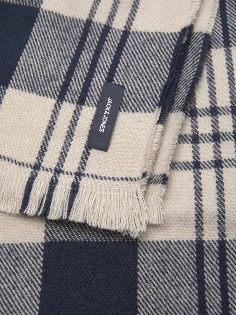 Plaid fabric with Jack & Jones label in the corner