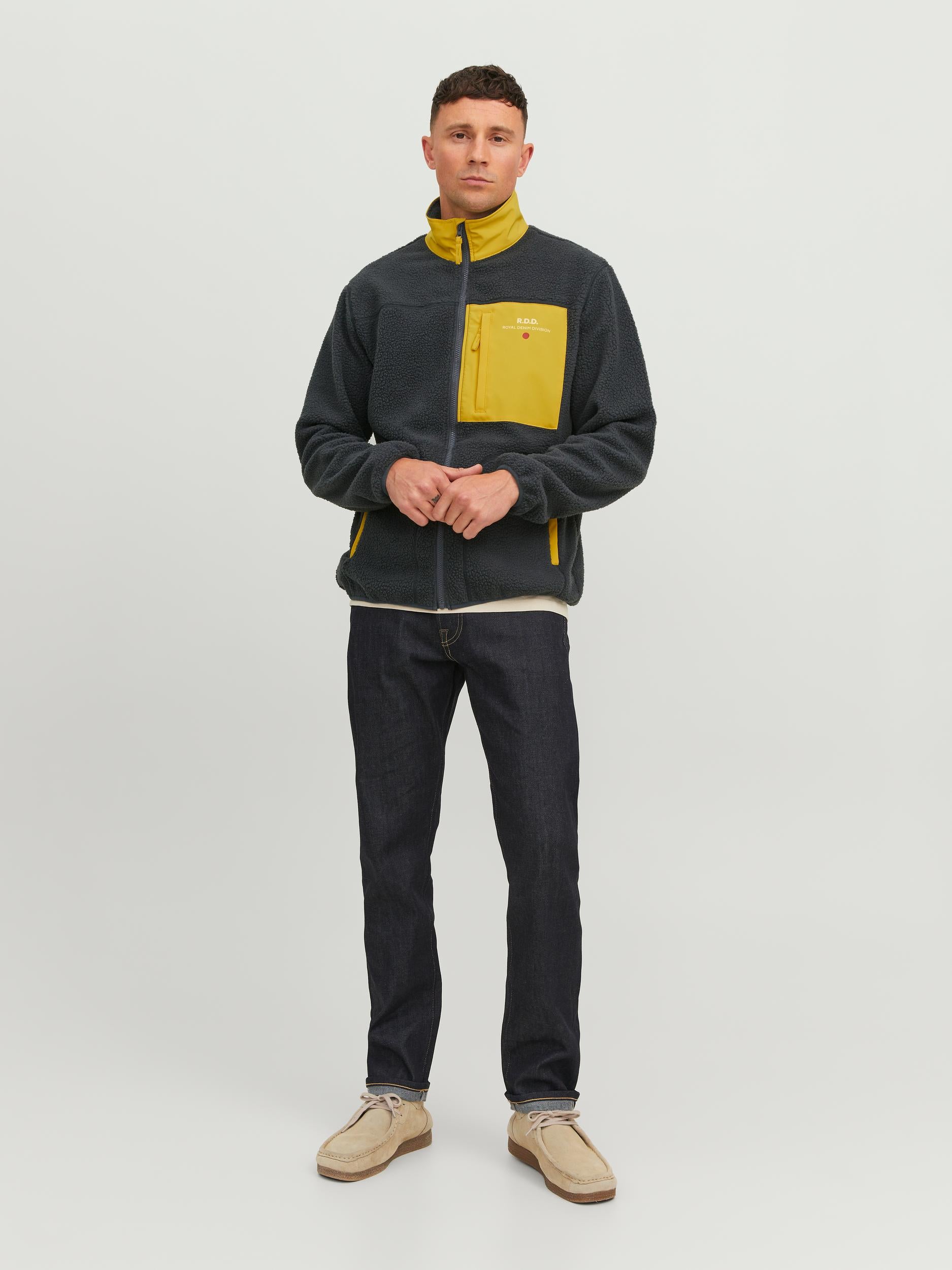 Men's Nolan Fleece Jacket-Ombre Blue-Model Full Front View
