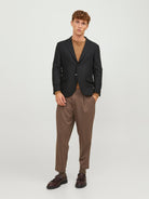 JACK JONES PREMIUM Tweed Blazer Slim Fit-Black Beauty Black Beauty model front view