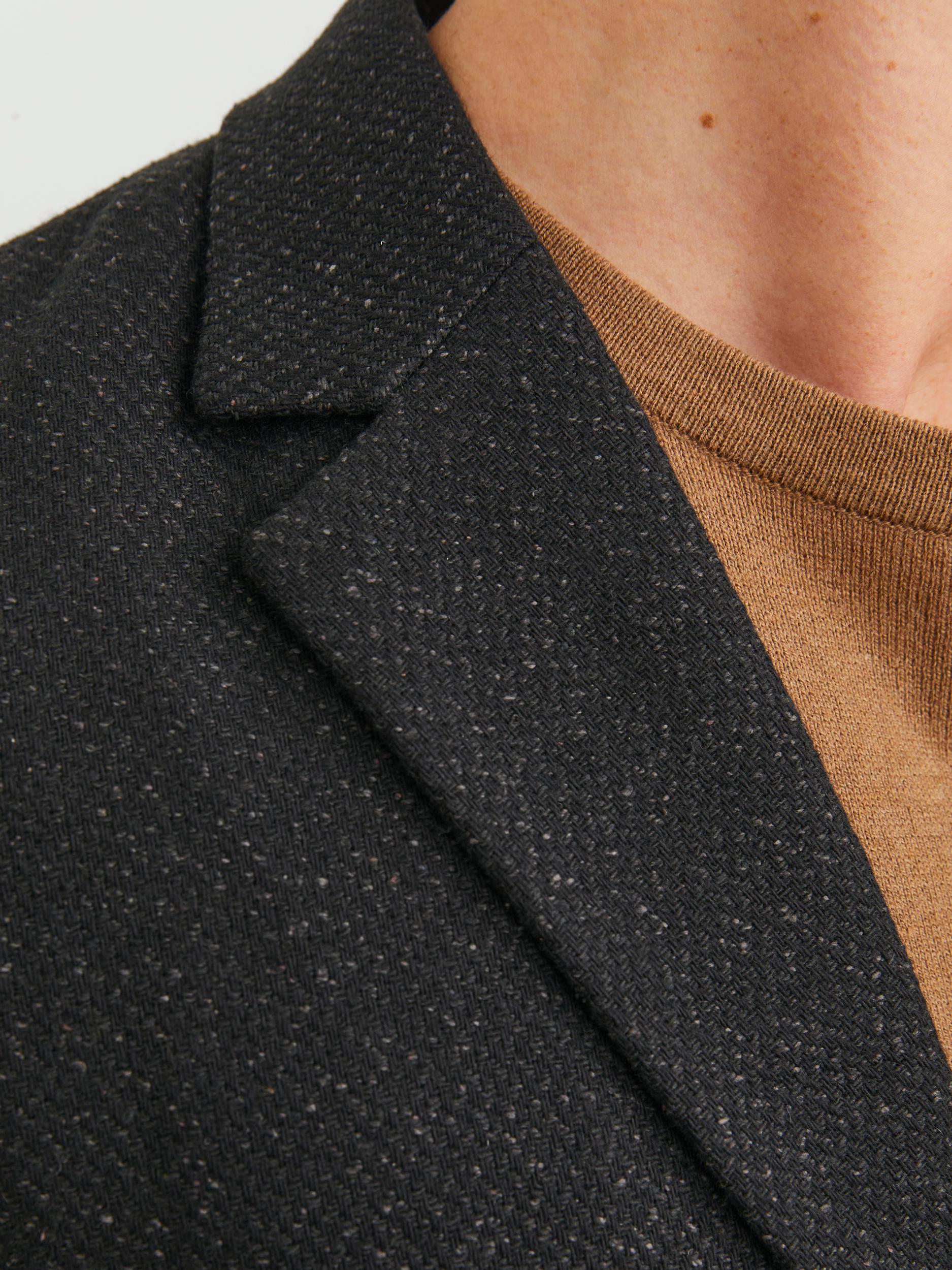 Tweed slim fit black beauty blazer-Lapel view