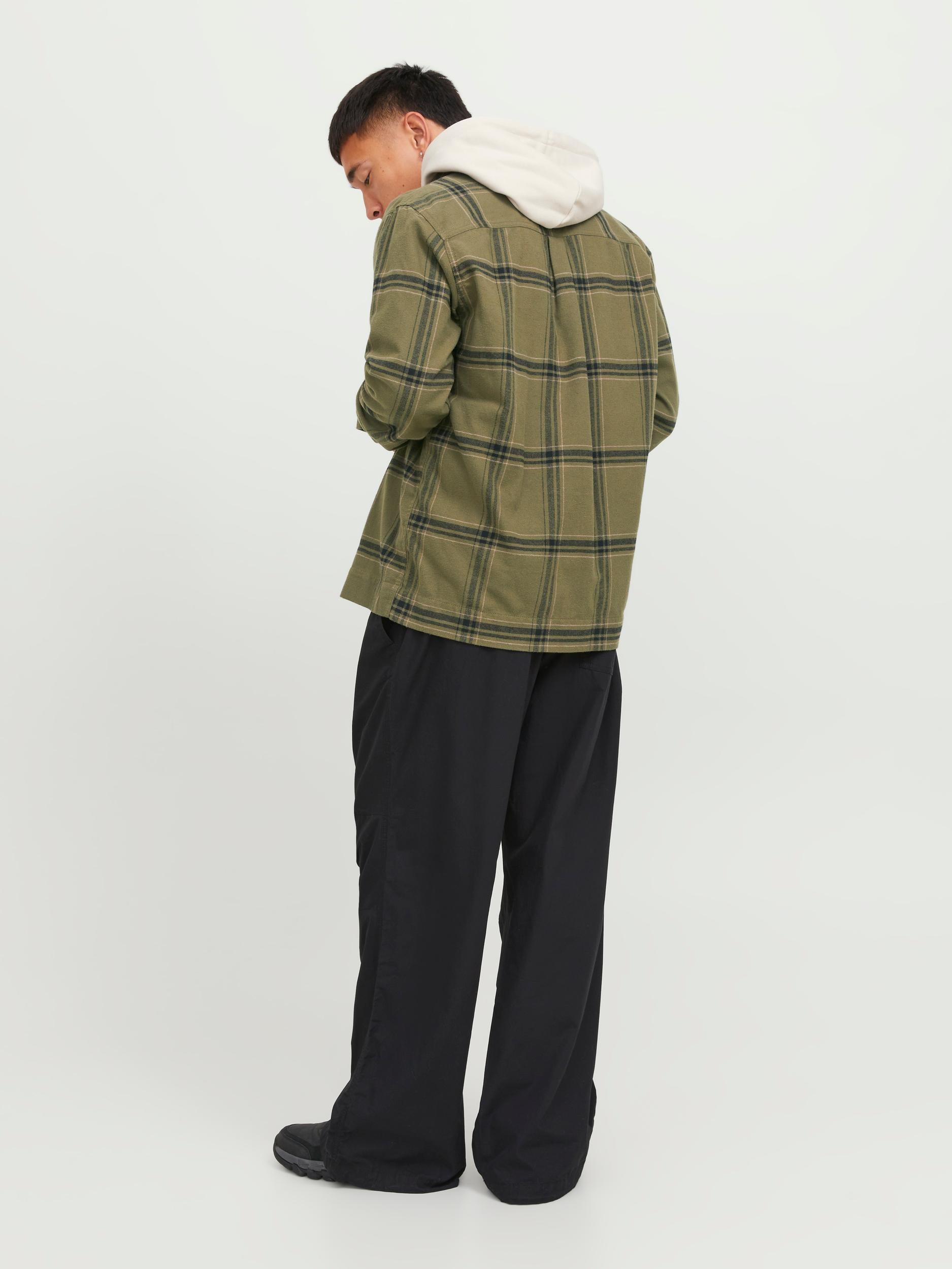 Space Logan Black Check Flannel Overshirt-Back view