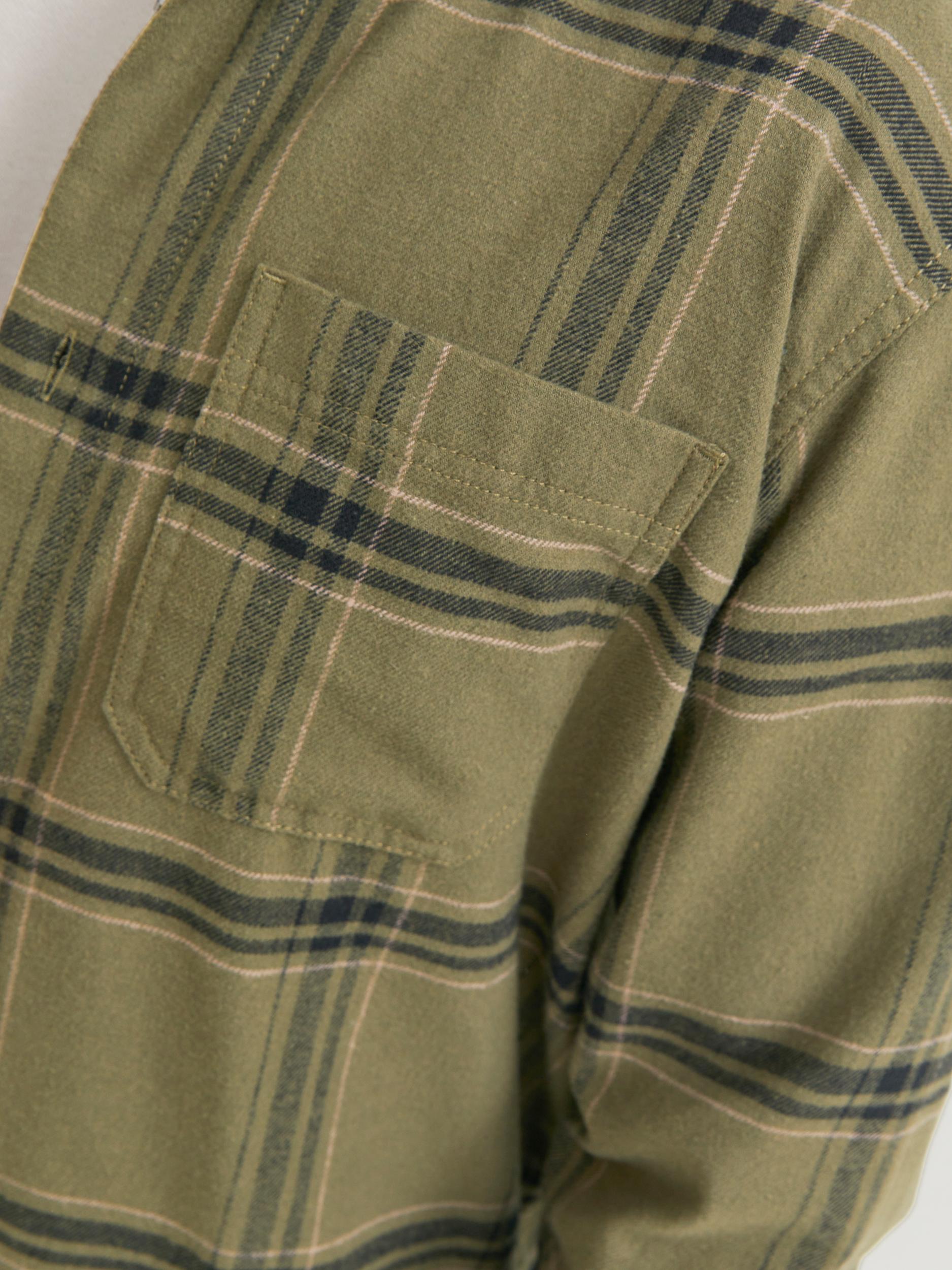 Space Logan Black Check Flannel Overshirt-Pocket view