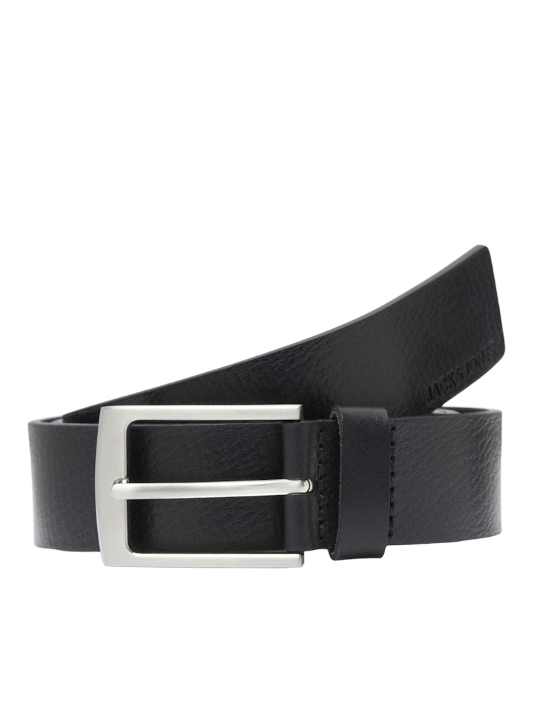 JACK & JONES Stockholm Leather Black Belt Black front view