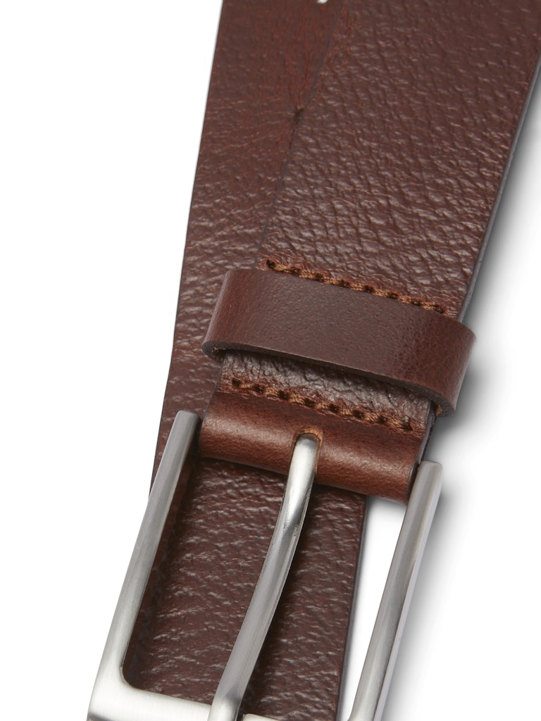 Stockholm Leather Brown Stone Coffee Belt-Close up