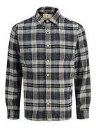 JACK JONES PREMIUM Braxton Check Wool Maritime Blue Shirt Maritime Blue front view