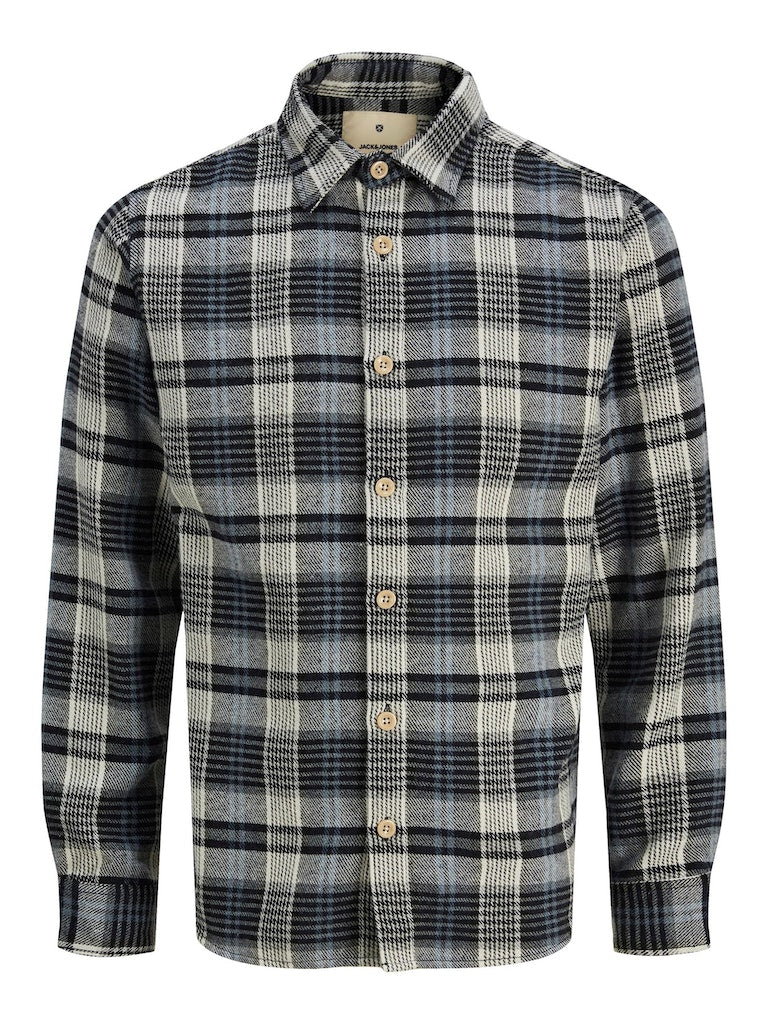JACK JONES PREMIUM Braxton Check Wool Maritime Blue Shirt Maritime Blue front view