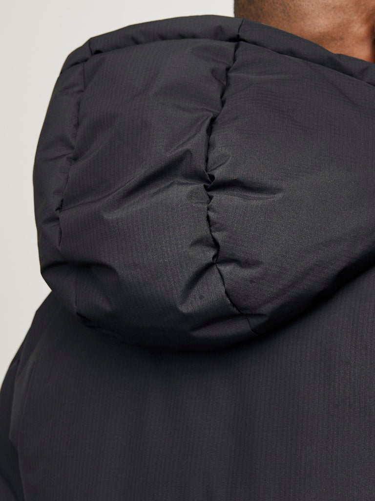 World Puffer Jacket-Black-Hood view
