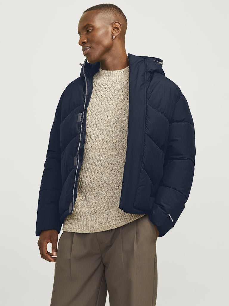 World Puffer Jacket-Navy Blazer-Open jacket view