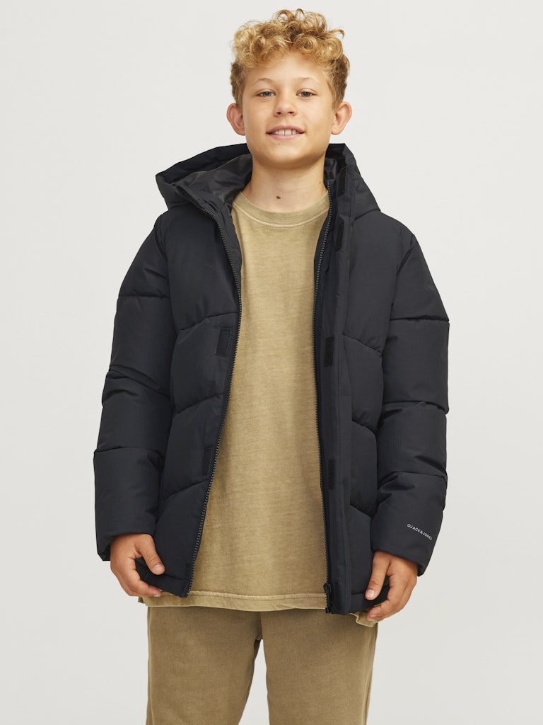 World Puffer Junior Boys Black Jacket-Open jacket view