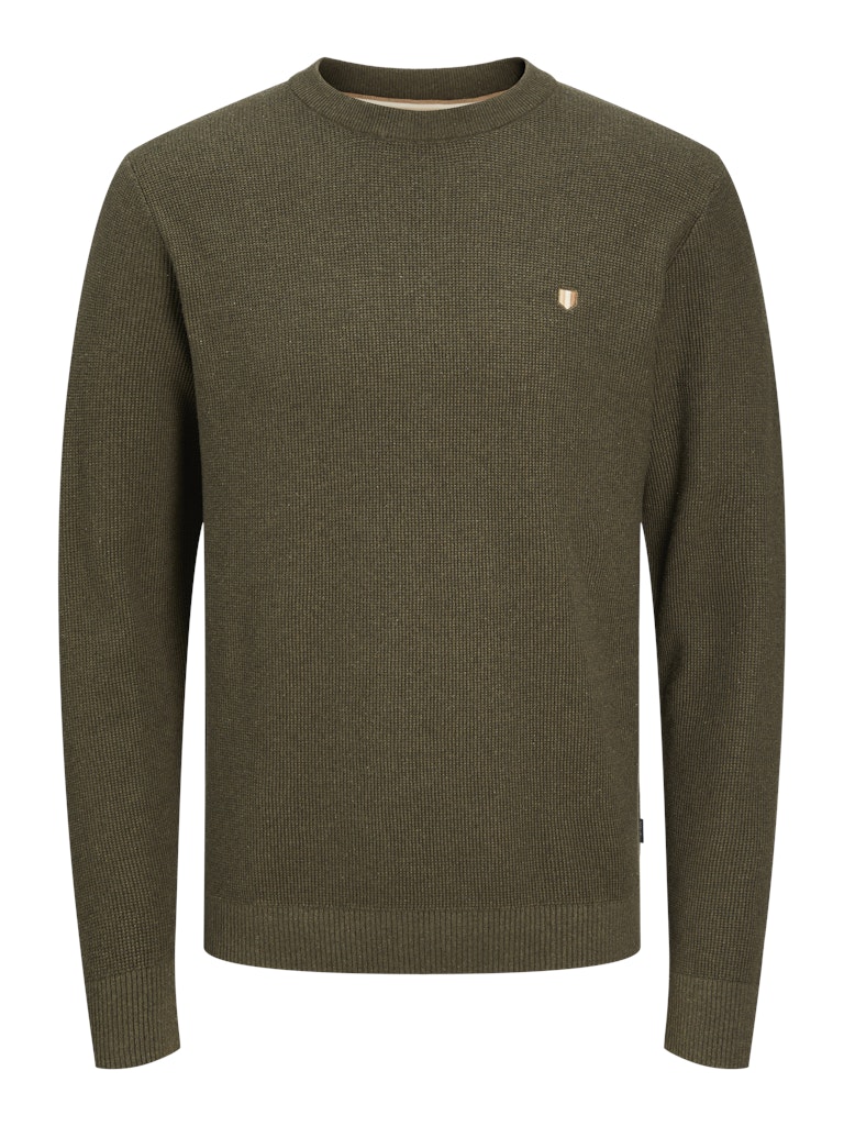 Men's Blurony Knit Crew Neck-Olive Night-Front View