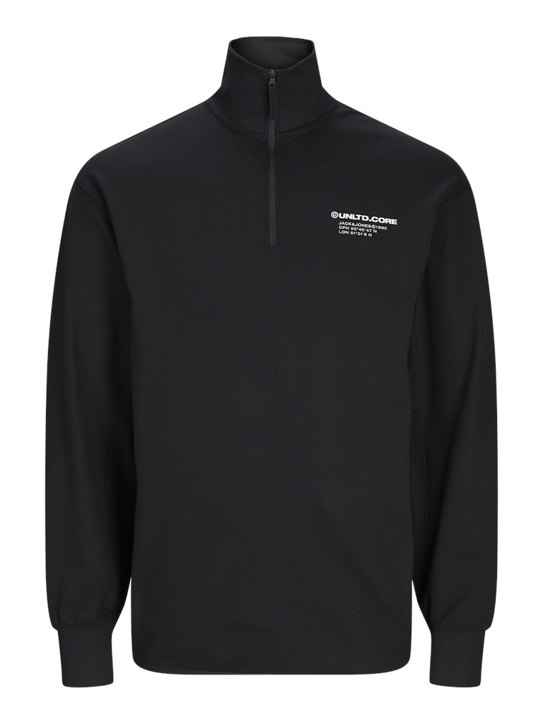 JACK JONES CORE Aero Sweat Half Zip-Black Black front view