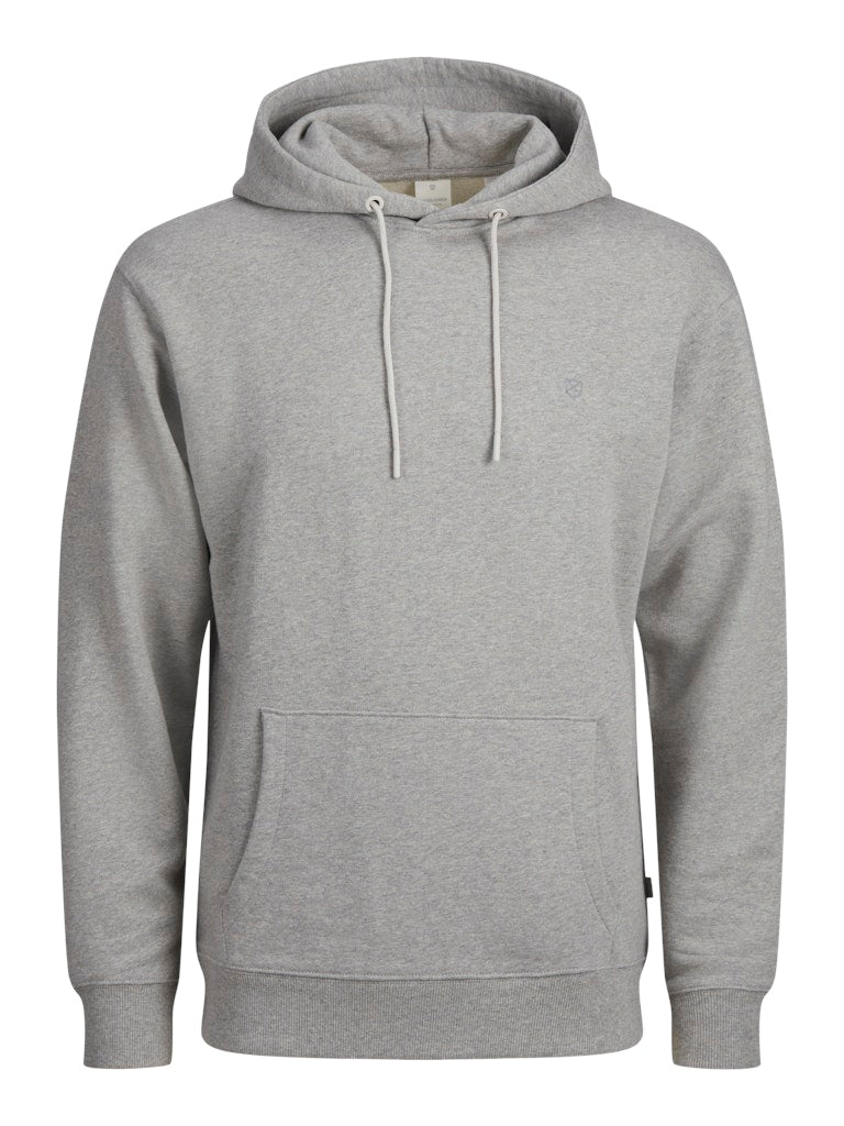JACK JONES PREMIUM Clogan Sweat Hood-Grey Melange GREY MELANGE front view