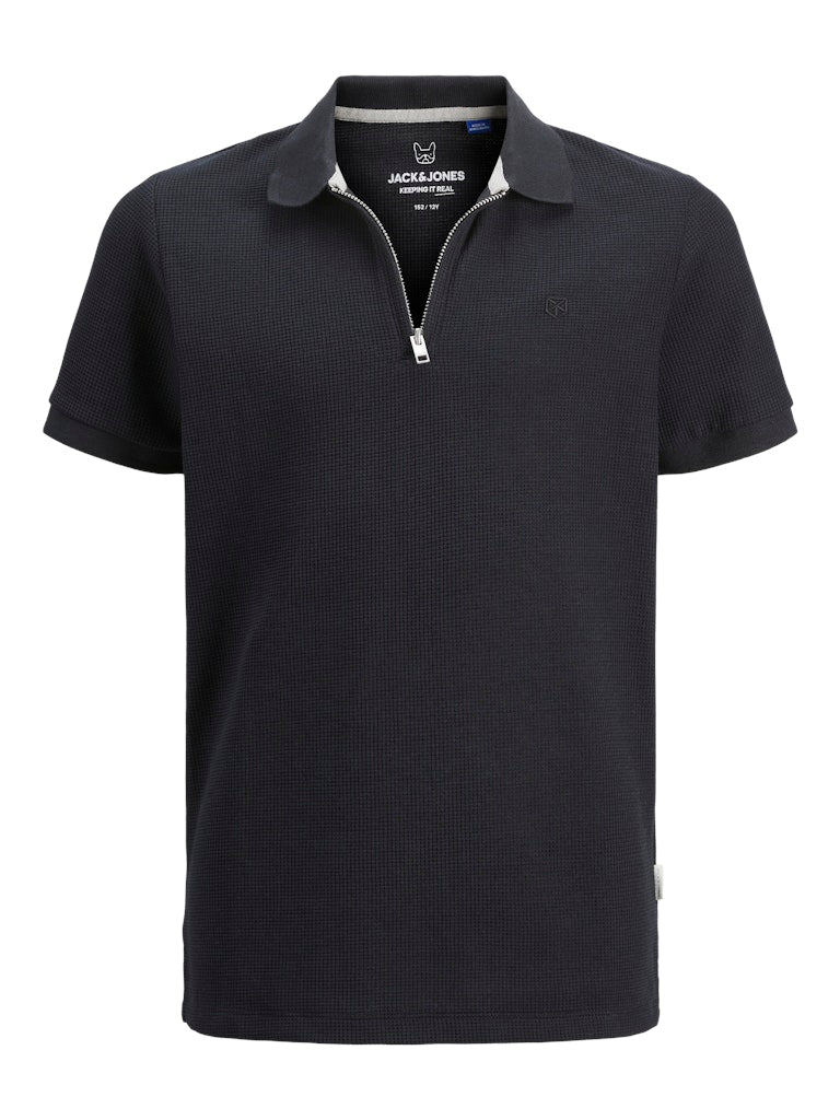 Boy's Johnny Half Zip Short Sleeve Polo-Black Beauty