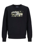 Outdoor Logo Sweat Crew Neck Junior-Black-Ghost Front View