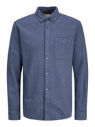 Jack Jones Youths Junior Brook Melange Comfort Shirt-Sargasso Sea Sargasso Sea front view