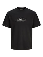 JACK JONES CORE Charlie Branding Crew Neck Black Tee Black front view