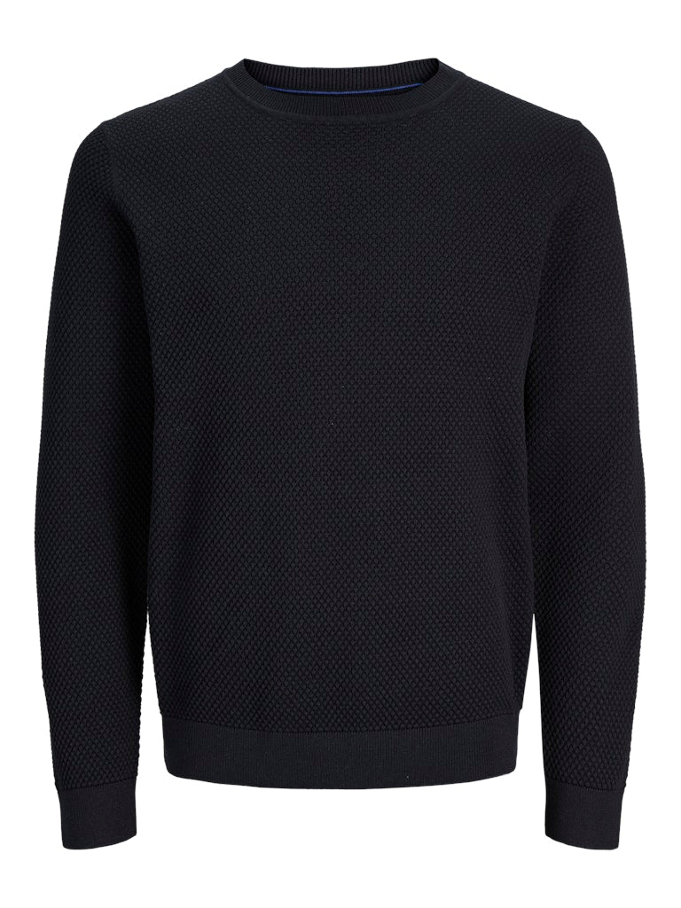 JACK JONES PREMIUM Noah Knit Crew Neck-Black Beauty Black Beauty front view
