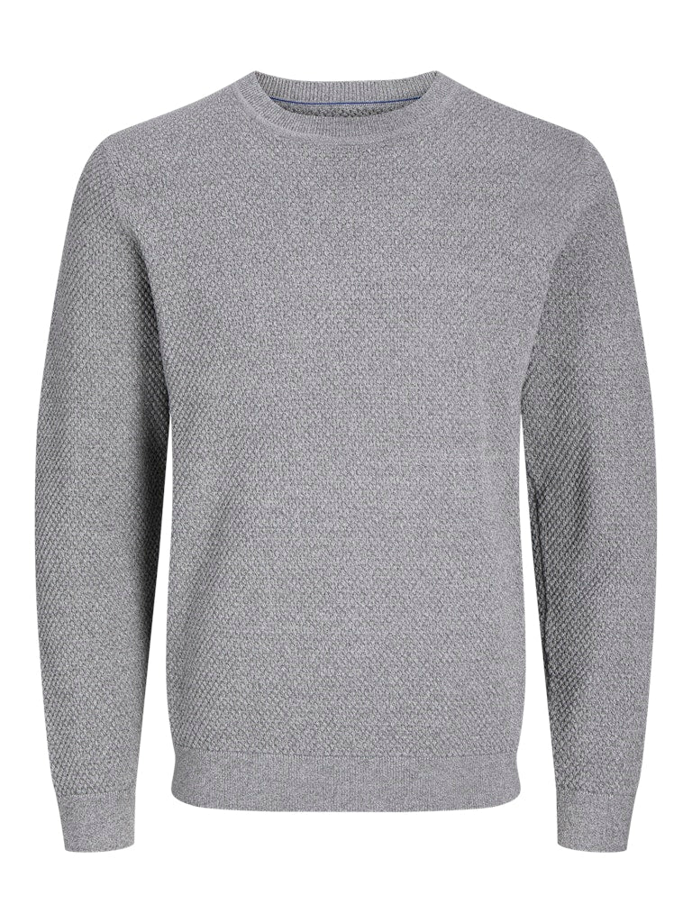 Men's Noah Knit Crew Neck-Light Grey Melange-Front View