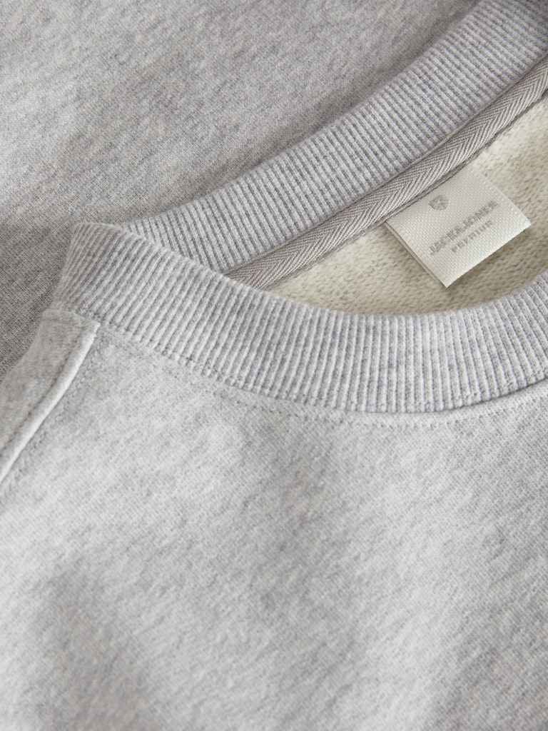 Logan Light Grey Melange Sweat Crew Neck-Collar view