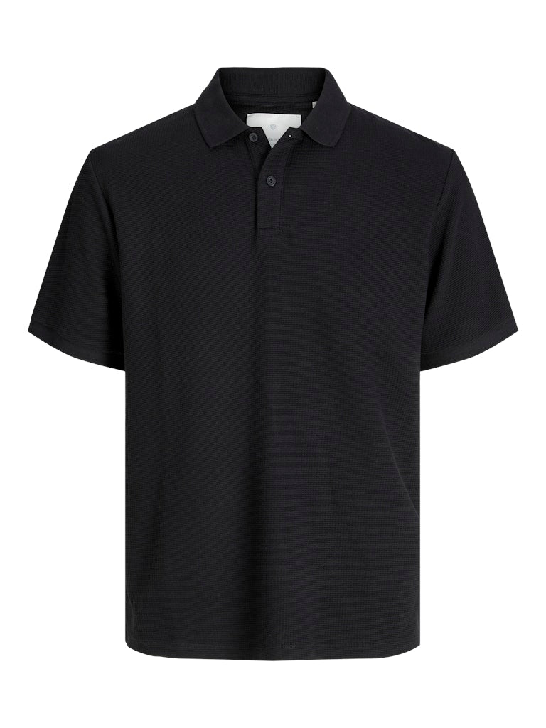 JACK JONES PREMIUM Toby Black Polo Shirt BLACK front view
